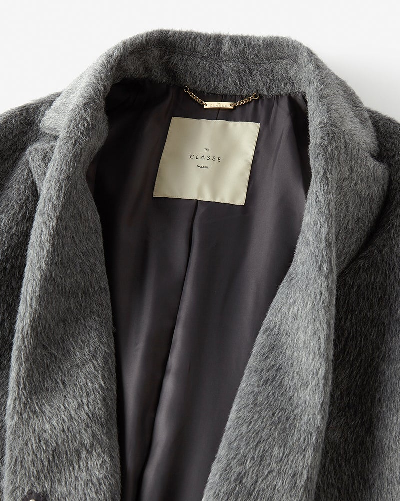アルパカシャギー・テーラーロングコート 詳細画像 グレー 4