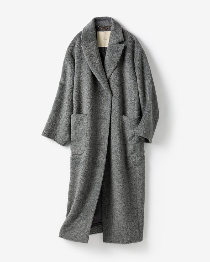アルパカシャギー・テーラーロングコート 詳細画像 グレー 8