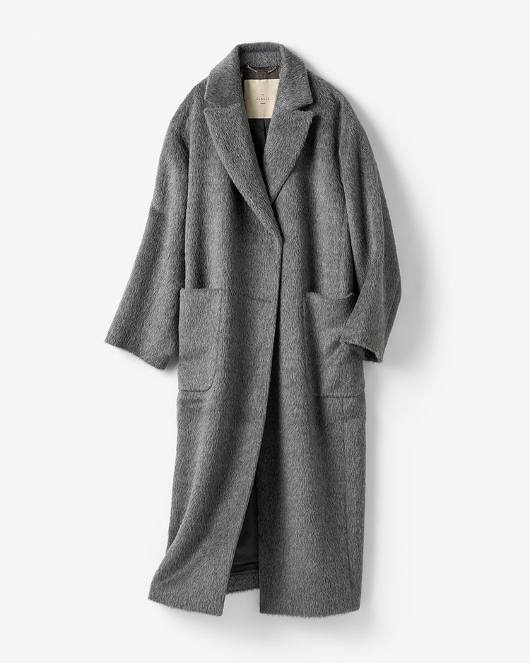 アルパカシャギー・テーラーロングコート 詳細画像 グレー 8