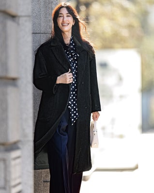 アルパカシャギー・テーラーロングコート