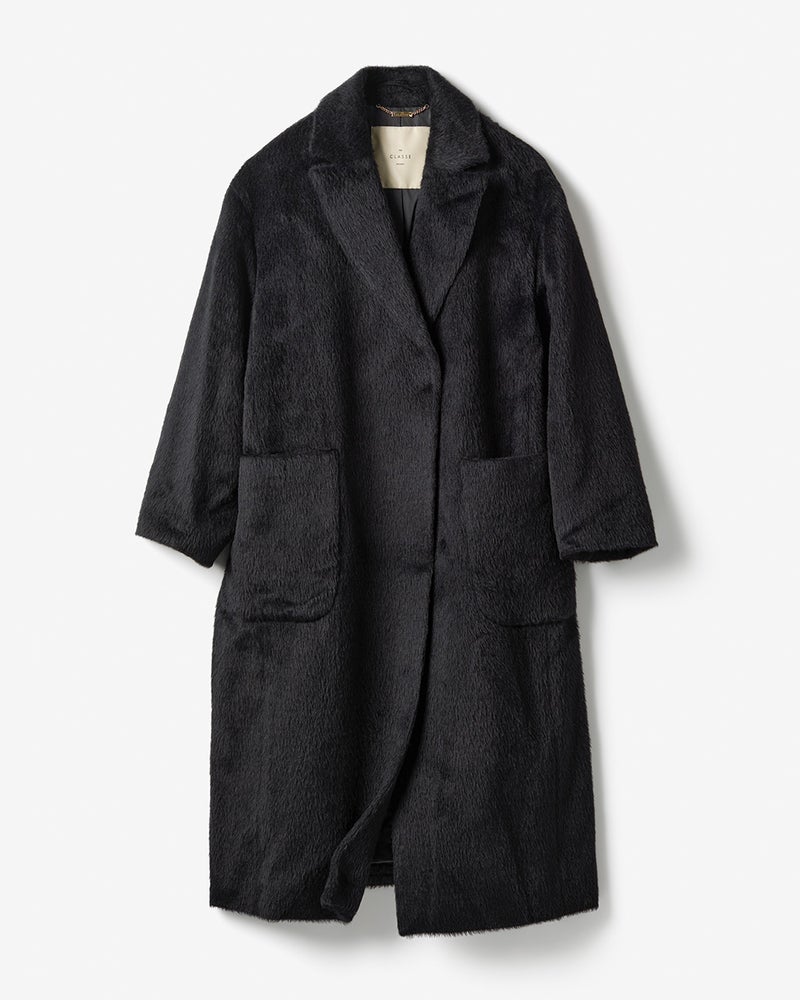 アルパカシャギー・テーラーロングコート 詳細画像 ブラック 4