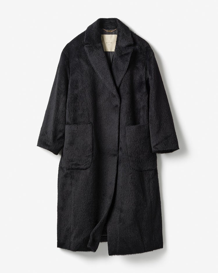 アルパカシャギー・テーラーロングコート 詳細画像 ブラック 5