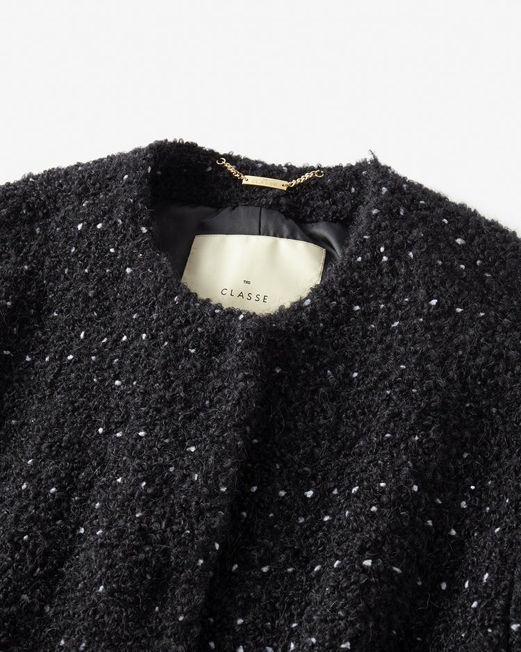 ミックスツイード・ノーカラーコート 詳細画像 ブラックパターン 3