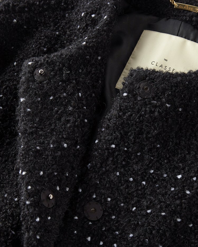 ミックスツイード・ノーカラーコート 詳細画像 ブラックパターン 4