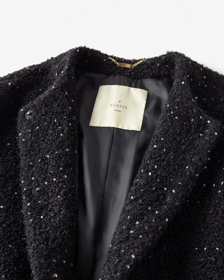 ミックスツイード・ノーカラーコート 詳細画像 ブラックパターン 5