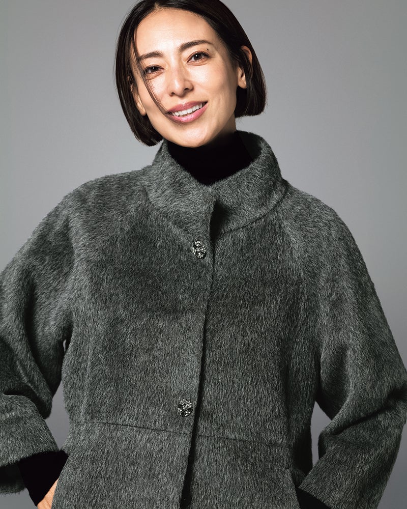 アルパカシャギー・スタンドショートコート 詳細画像 グレー 1