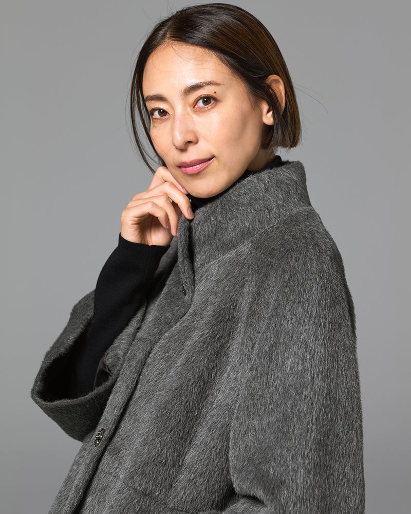 アルパカシャギー・スタンドショートコート 詳細画像 グレー 3