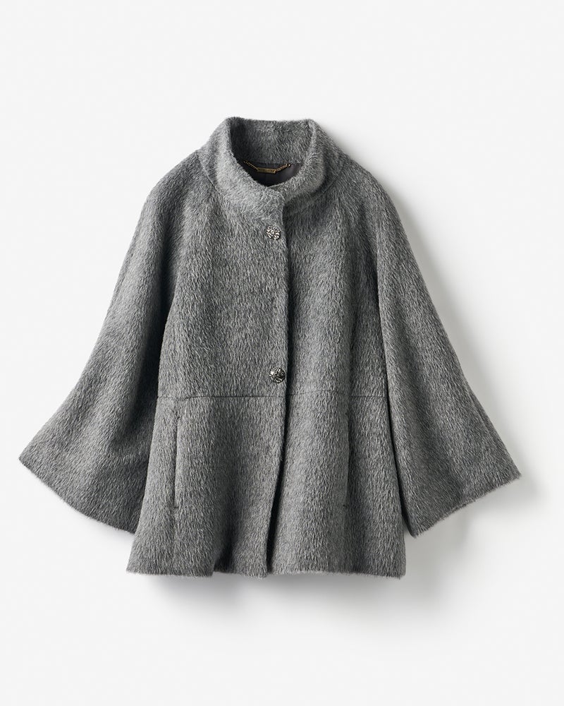 アルパカシャギー・スタンドショートコート 詳細画像 グレー 5