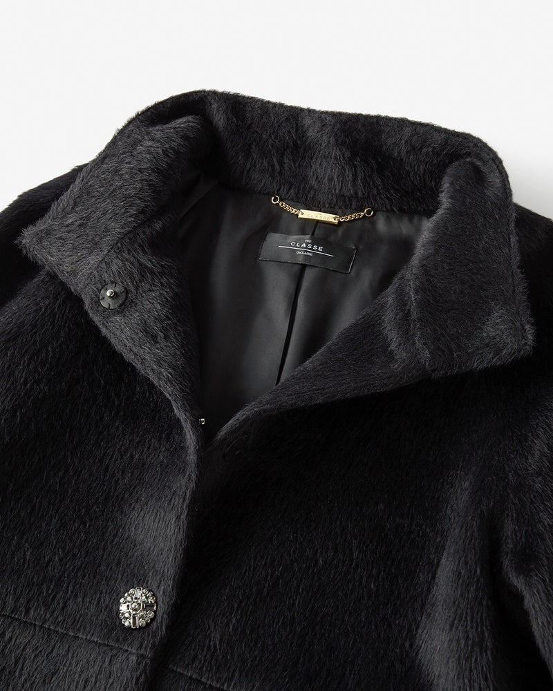 アルパカシャギー・スタンドショートコート 詳細画像 ブラック 4