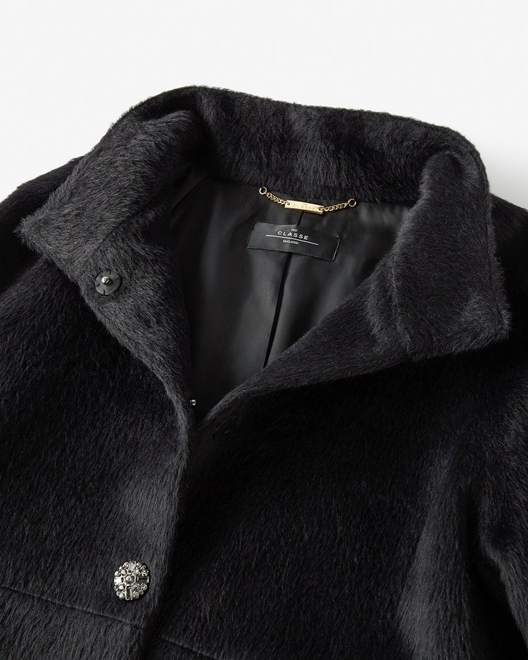 アルパカシャギー・スタンドショートコート 詳細画像 ブラック 4