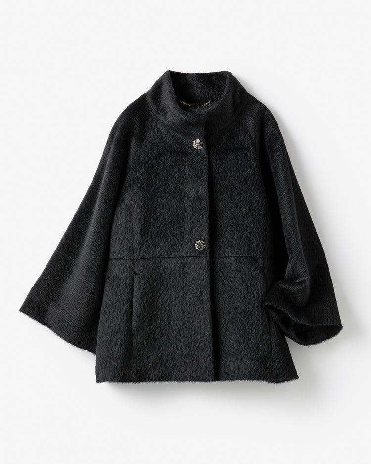 アルパカシャギー・スタンドショートコート 詳細画像 ブラック 8