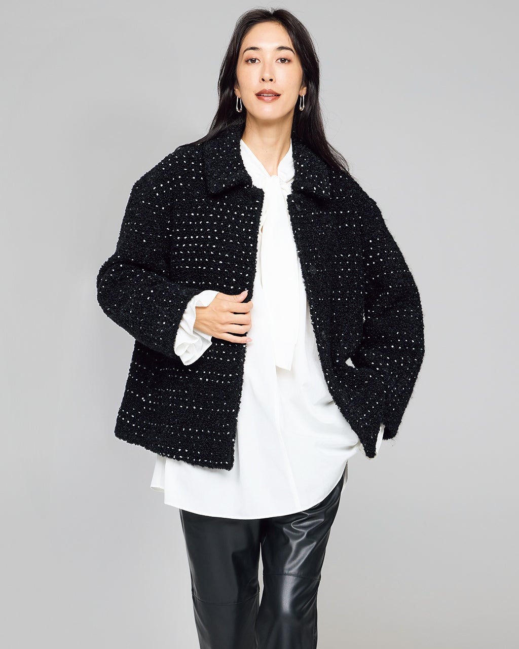 ミックスツイード・ジャケットブルゾン/40代50代からのレディース