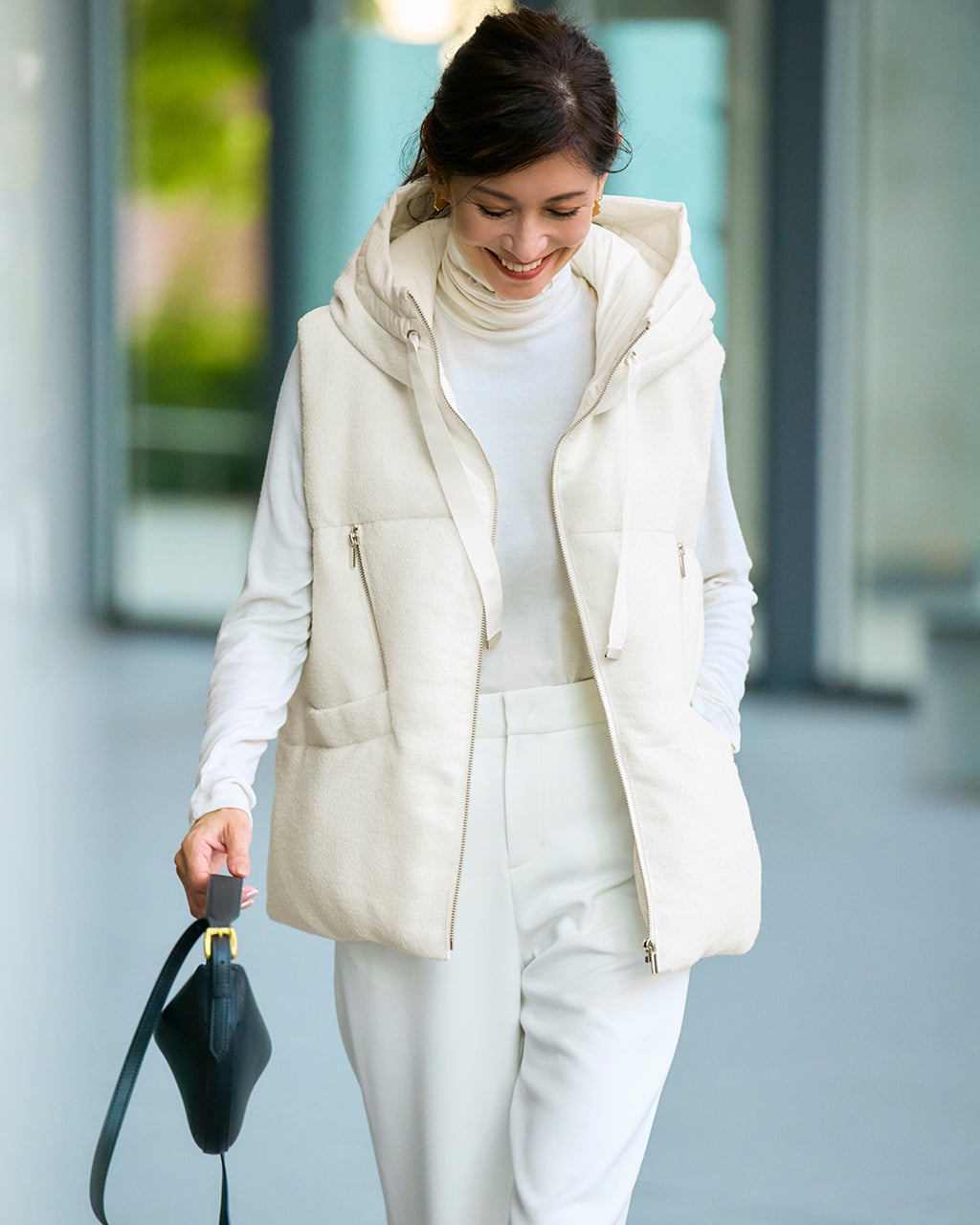 異素材ツイード・エコダウンベスト/40代50代からのレディース