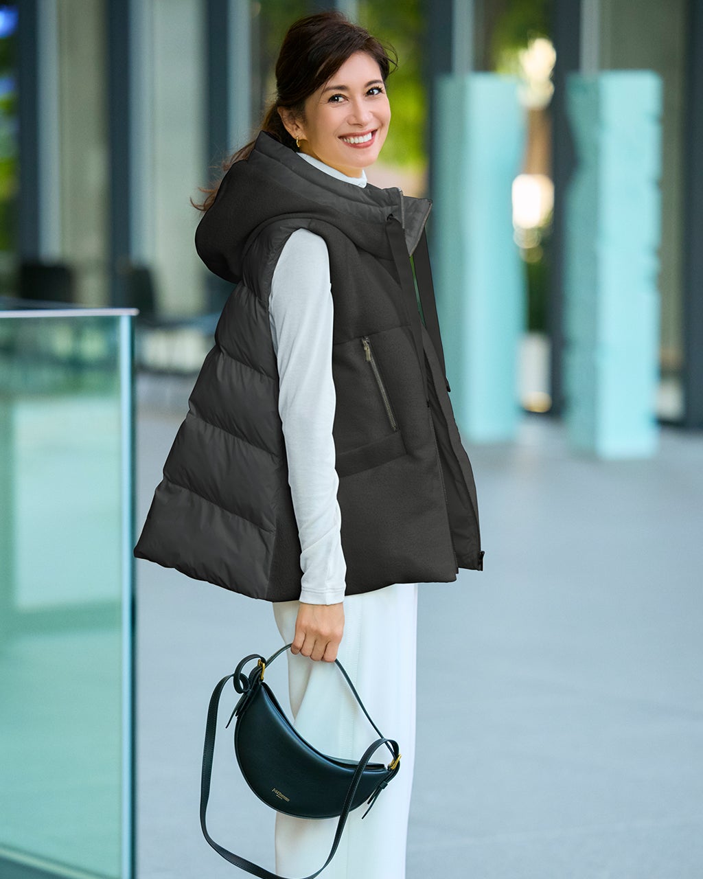 異素材ツイード・エコダウンベスト/DoCLASSE