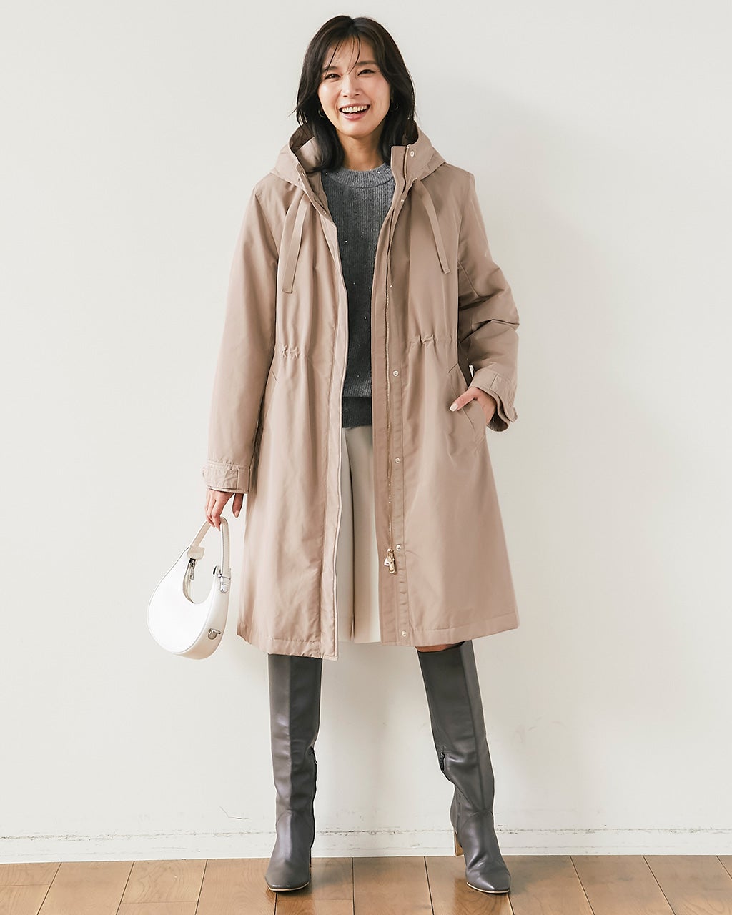 マジカルサーモ・グログランコート／立体フード/40代50代からの
