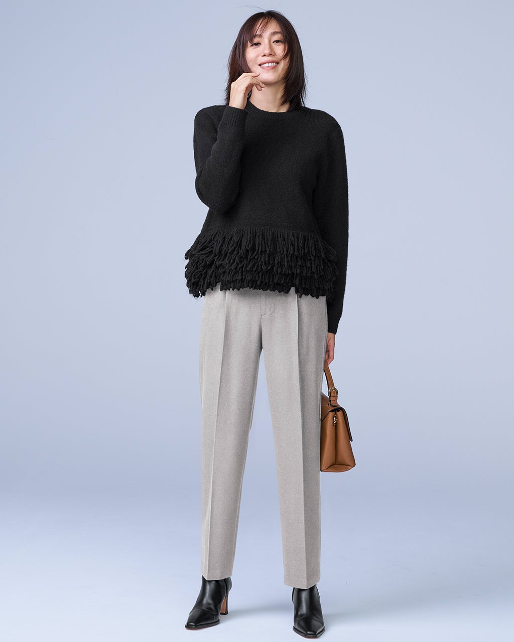 フランネルタッチ・ストレッチテーパードパンツ/40代50代からの