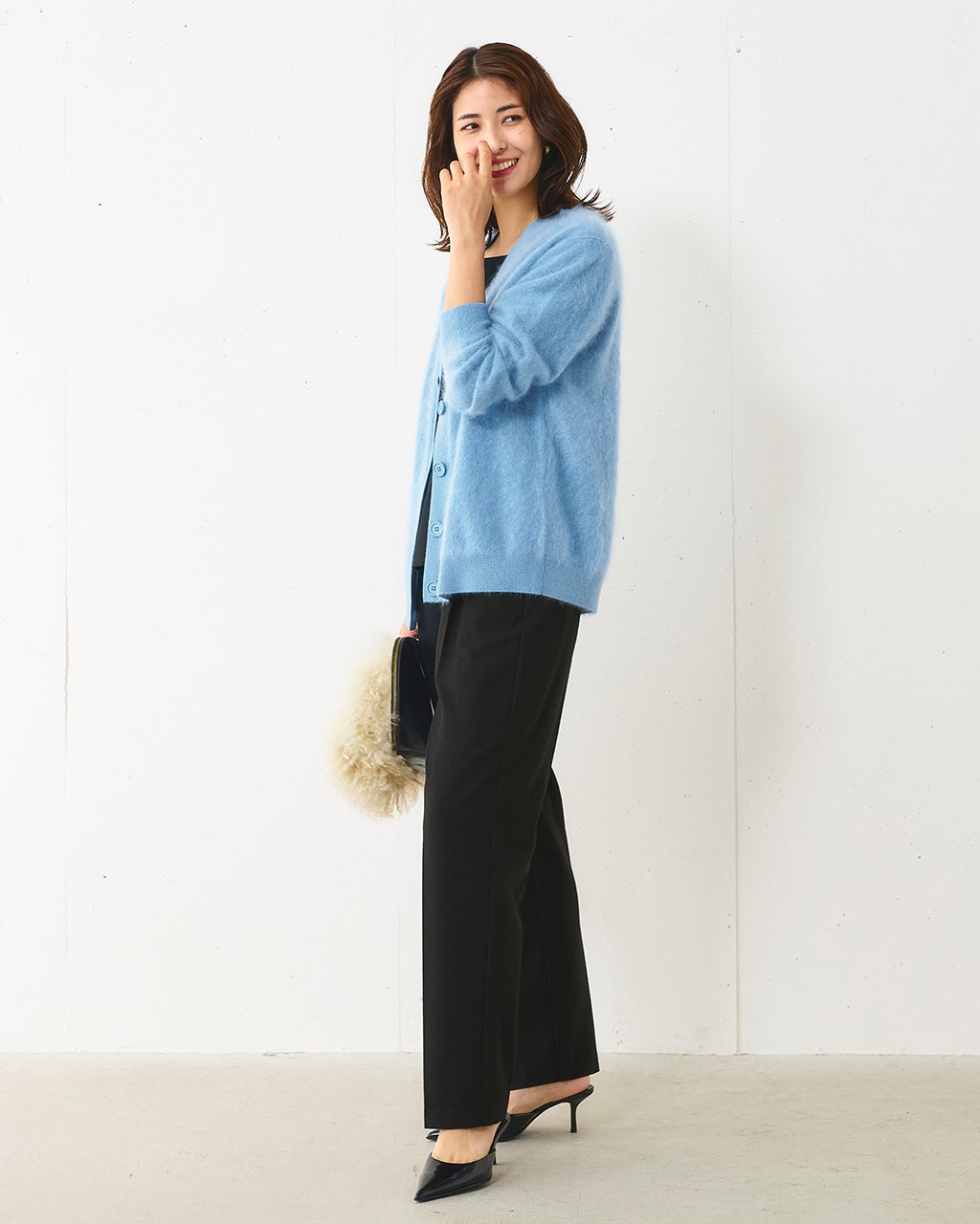 フランネルタッチ・ストレッチテーパードパンツ/40代50代からの