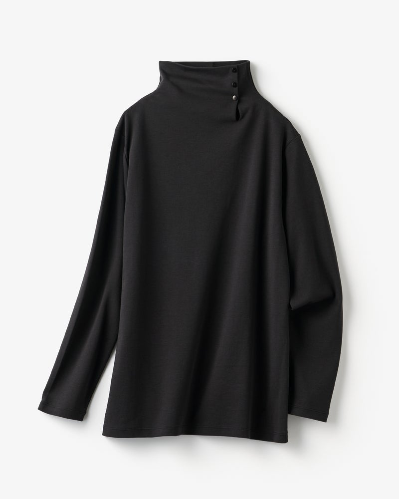 超長綿・サイドボタンハイネック 詳細画像 ブラック 4