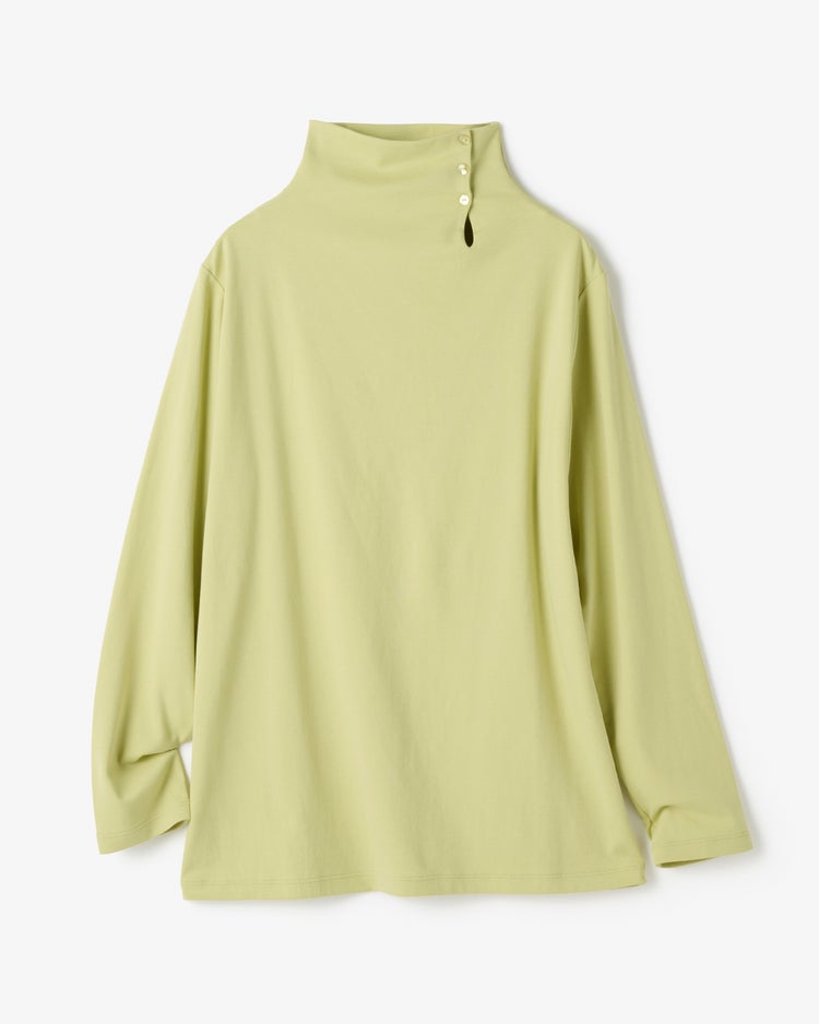 超長綿・サイドボタンハイネック 詳細画像 ペールグリーン 3