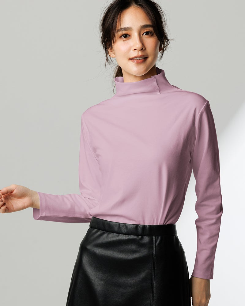 超長綿・サイドボタンハイネック 詳細画像 ライラック 1