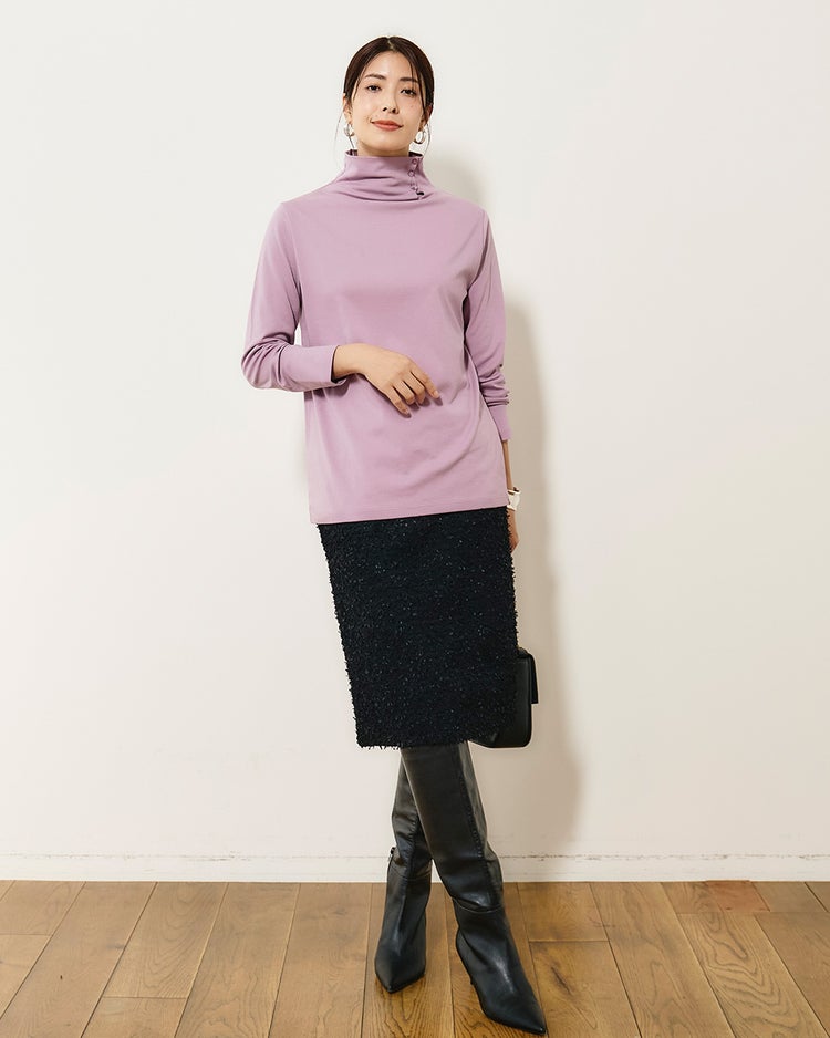 超長綿・サイドボタンハイネック 詳細画像 ライラック 4