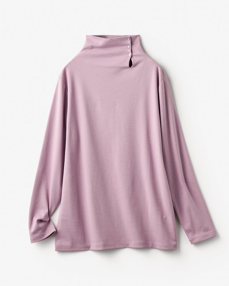 超長綿・サイドボタンハイネック 詳細画像 ライラック 6