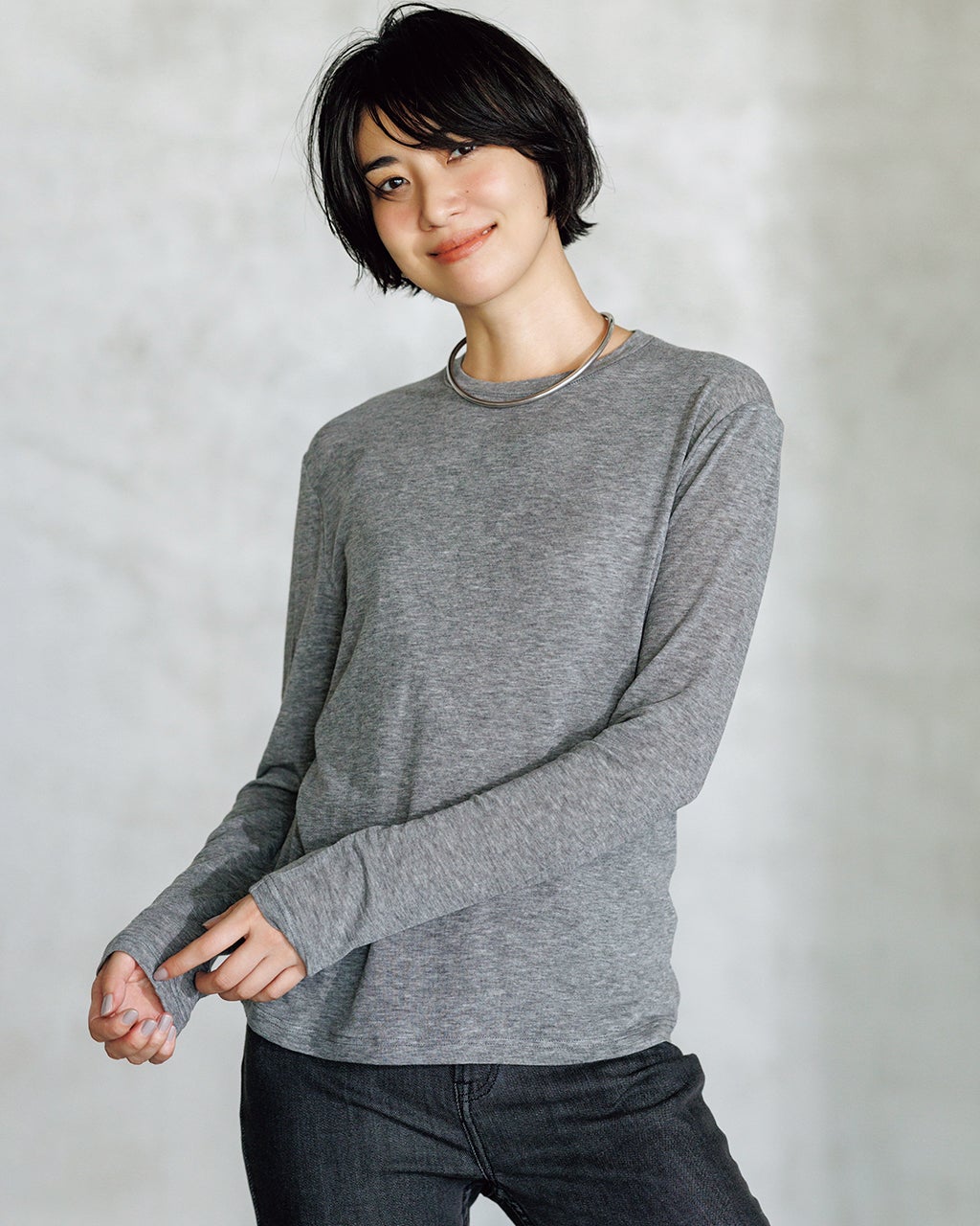 スキンタッチウール・クルーネック/40代50代からのレディース