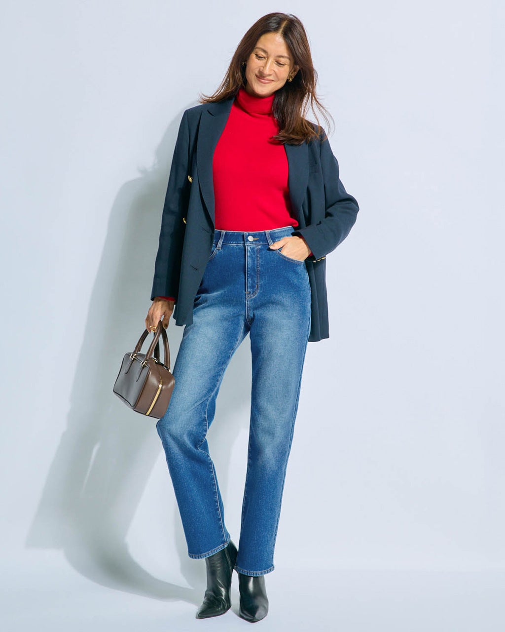 レディース ストレートパンツ（ネイビー）一覧/40代50代からの