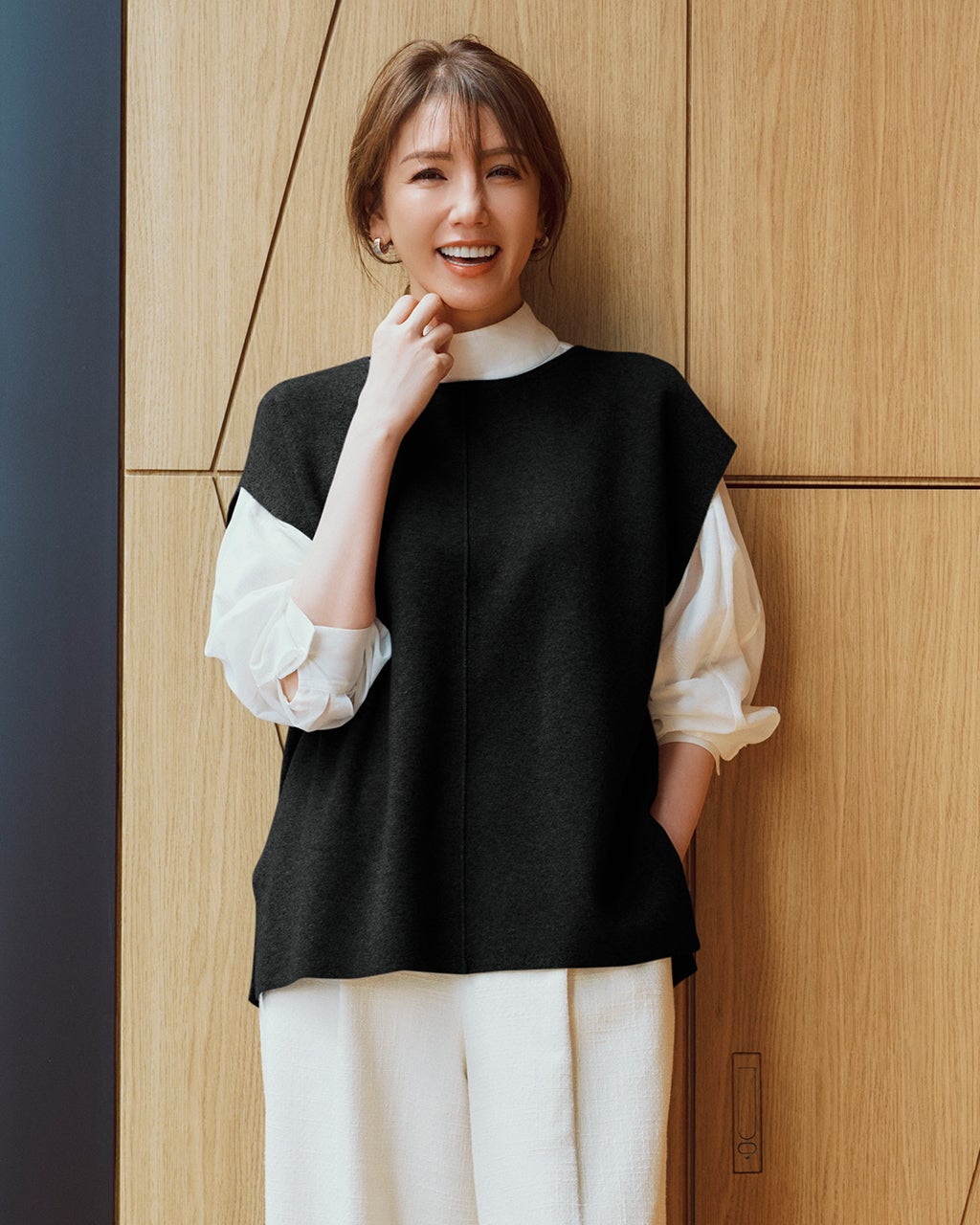 CLASS 堀切クラス ニットベスト ミラノリブ・バックパールニットベスト/40代50代からの