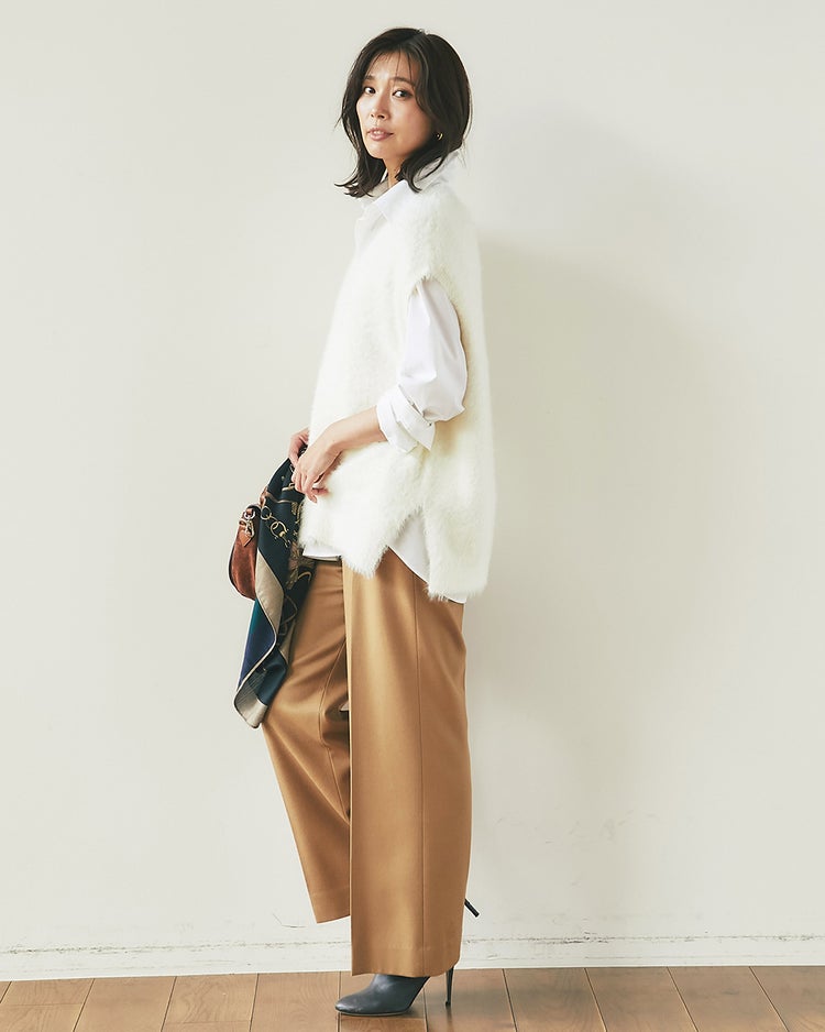 フェザーヤーン・2WAYニットベスト 詳細画像 オフホワイト 3