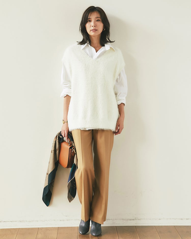 フェザーヤーン・2WAYニットベスト 詳細画像 オフホワイト 4