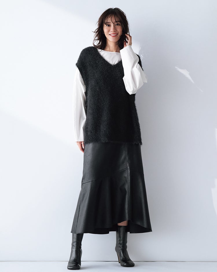 フェザーヤーン・2WAYニットベスト 詳細画像 ブラック 1