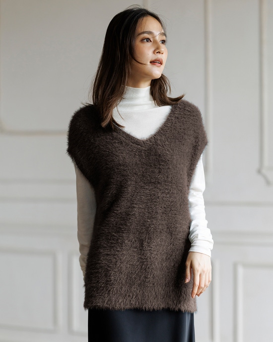 フェザーヤーン・2WAYニットベスト