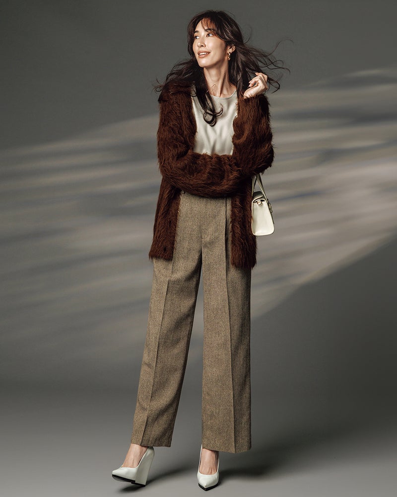 ラメツイード・タックワイドパンツ 詳細画像 ブラウン 1