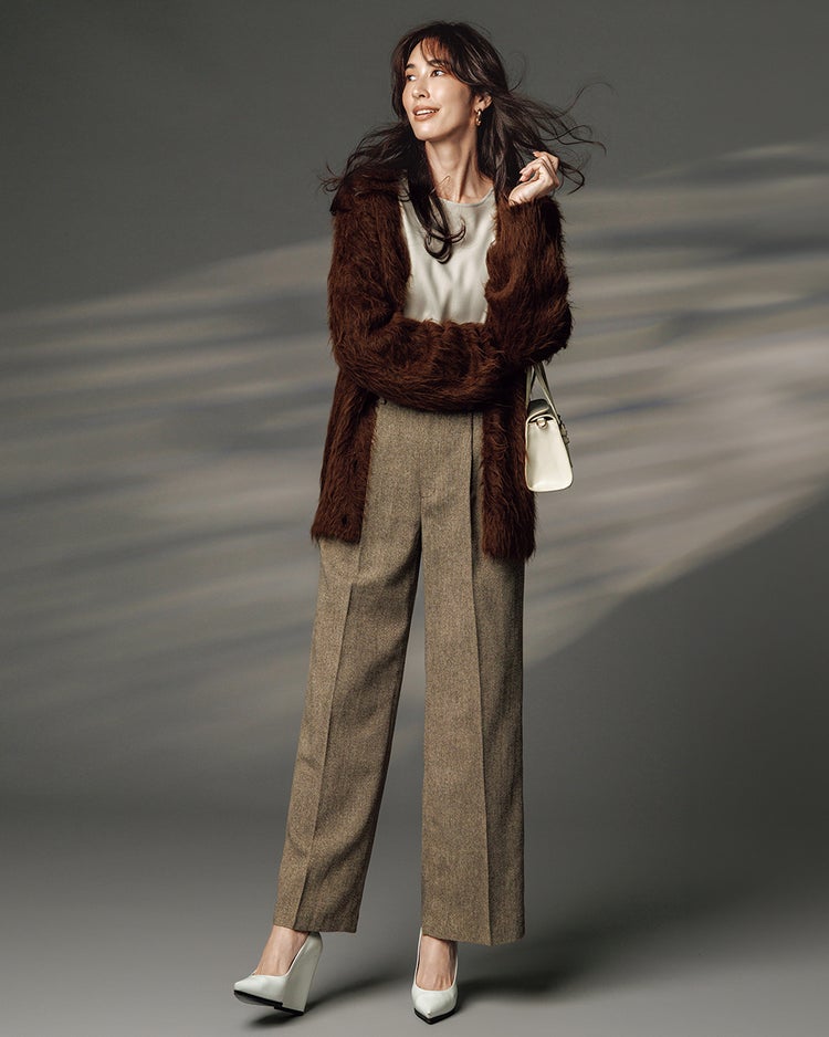 ラメツイード・タックワイドパンツ 詳細画像 ブラウン 1