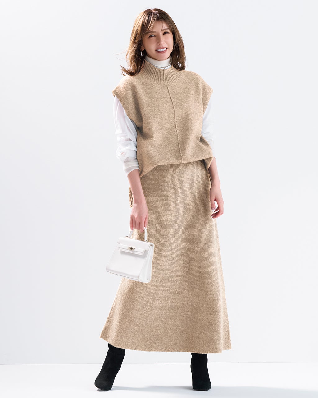 ハイネックベスト＆スカートセットアップ/40代50代からの