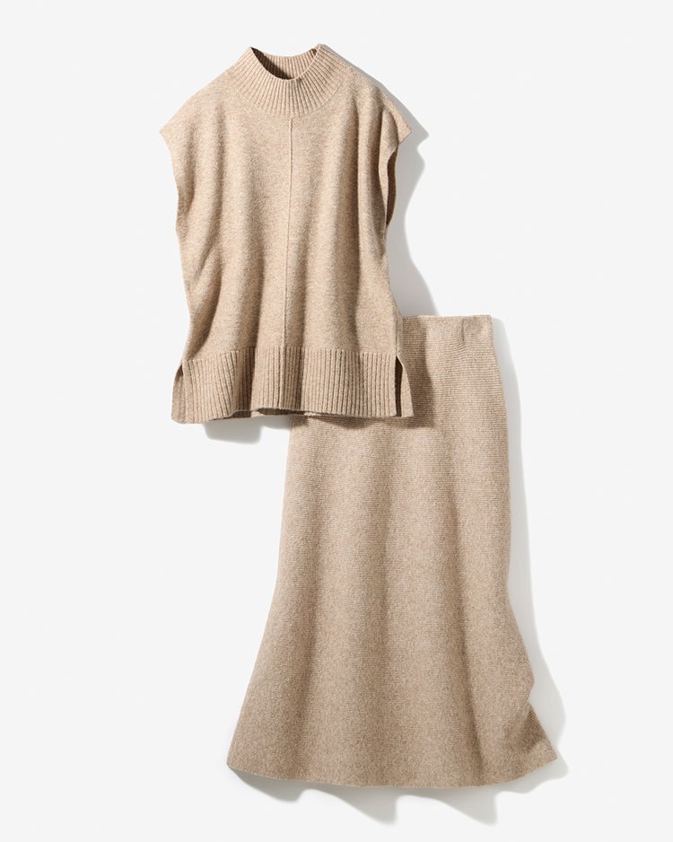 ハイネックベスト＆スカートセットアップ 詳細画像 ベージュ 10