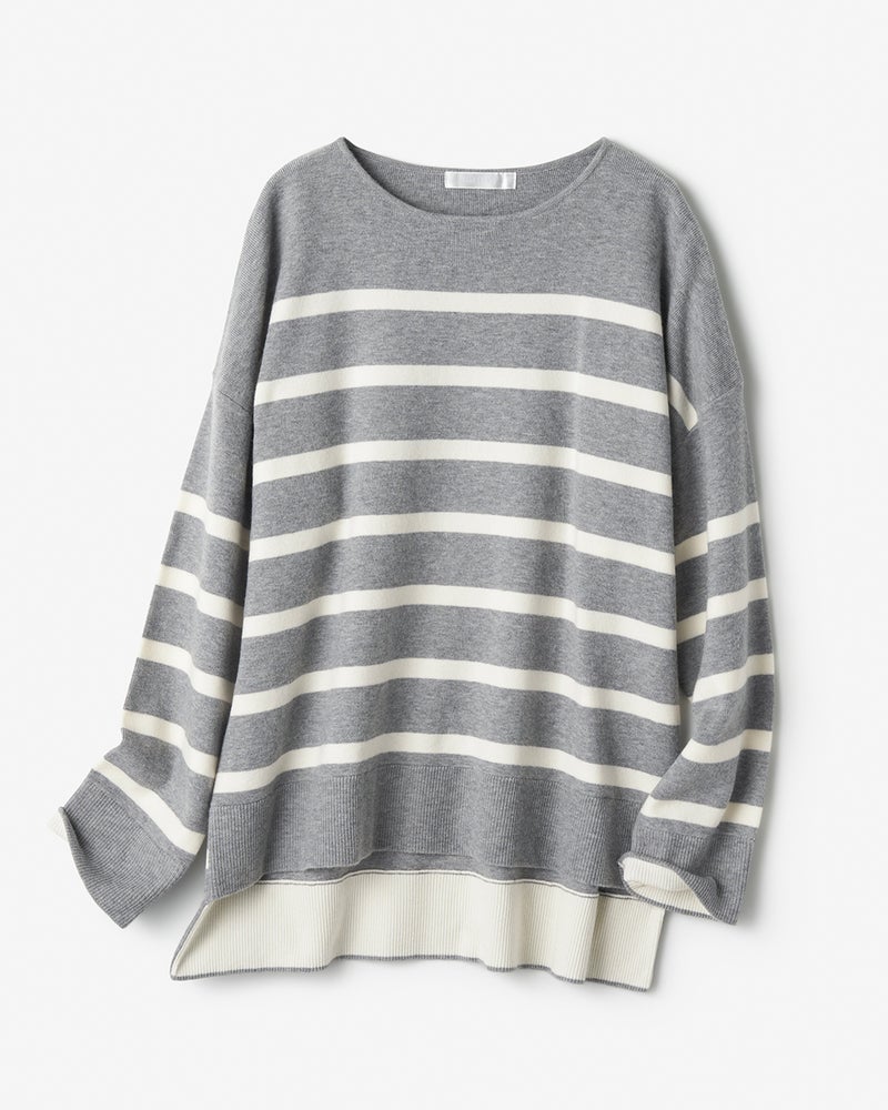 ウール混・ドロップショルダーセーター 詳細画像 グレーパターン 1