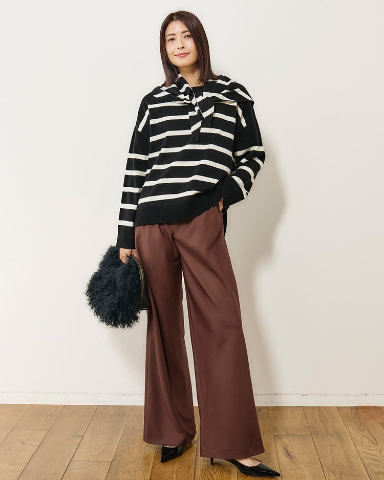 ウール混・ドロップショルダーセーター 詳細画像 ブラックパターン 5