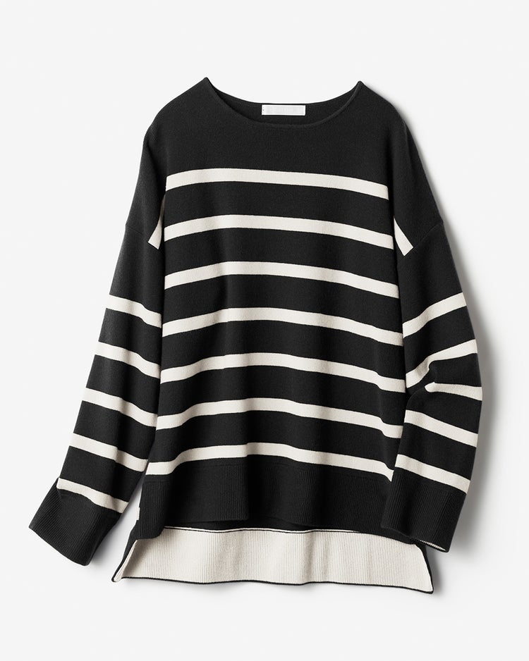 ウール混・ドロップショルダーセーター 詳細画像 ブラックパターン 7