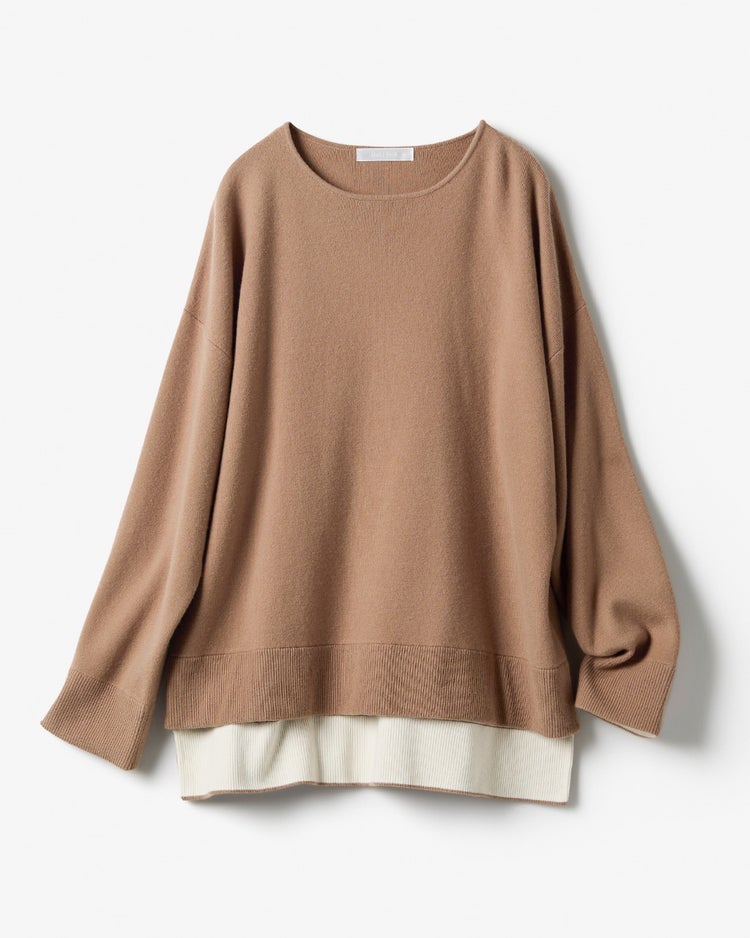 ウール混・ドロップショルダーセーター 詳細画像 キャメル 7