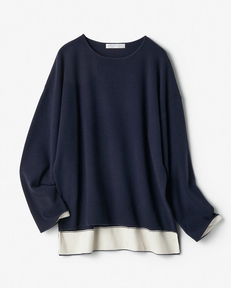 ウール混・ドロップショルダーセーター 詳細画像 ミッドナイトブルー 1