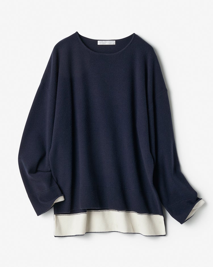 ウール混・ドロップショルダーセーター 詳細画像 ミッドナイトブルー 5