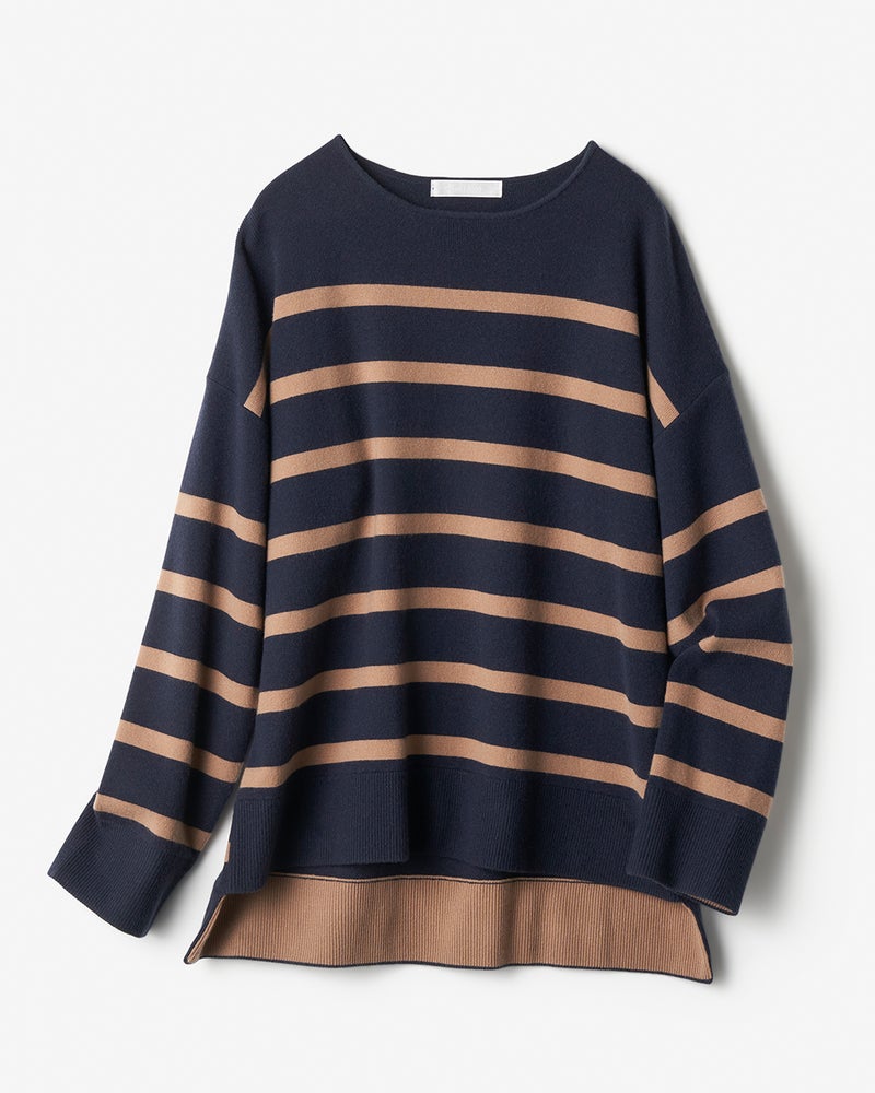 ウール混・ドロップショルダーセーター 詳細画像 ミッドナイトパターン 4