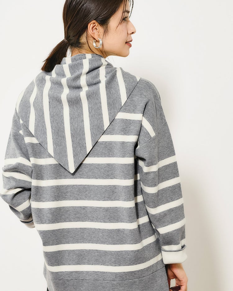 ウール混・ニットスカーフ 詳細画像 グレーパターン 4