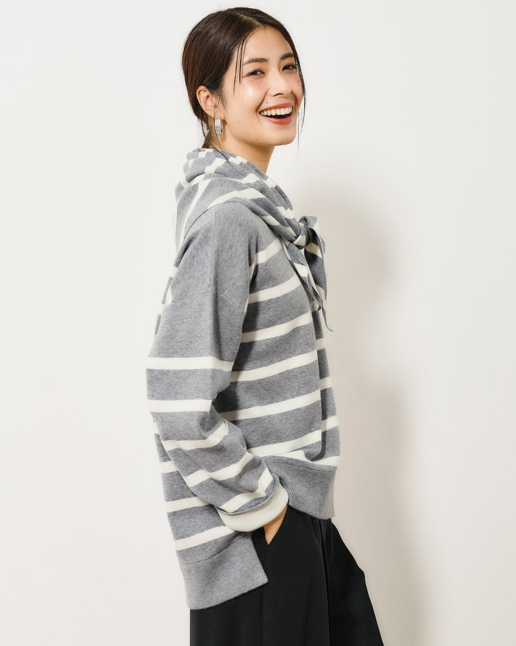 ウール混・ニットスカーフ 詳細画像 グレーパターン 5