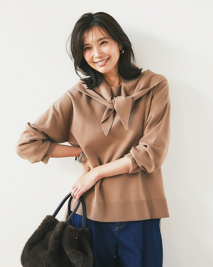 ウール混・ニットスカーフ 詳細画像 キャメル 3