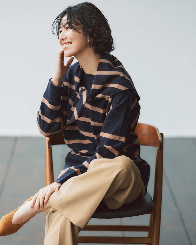 ウール混・ニットスカーフ 詳細画像 ミッドナイトパターン 1