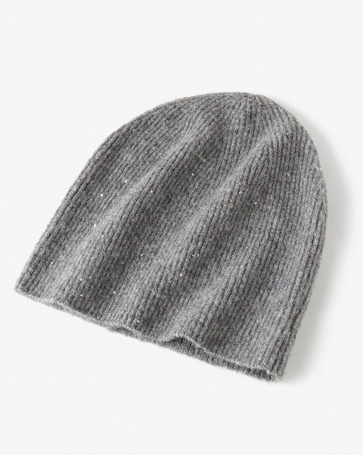 ラメ糸スパンコール・ニットビーニー 詳細画像 グレー 3