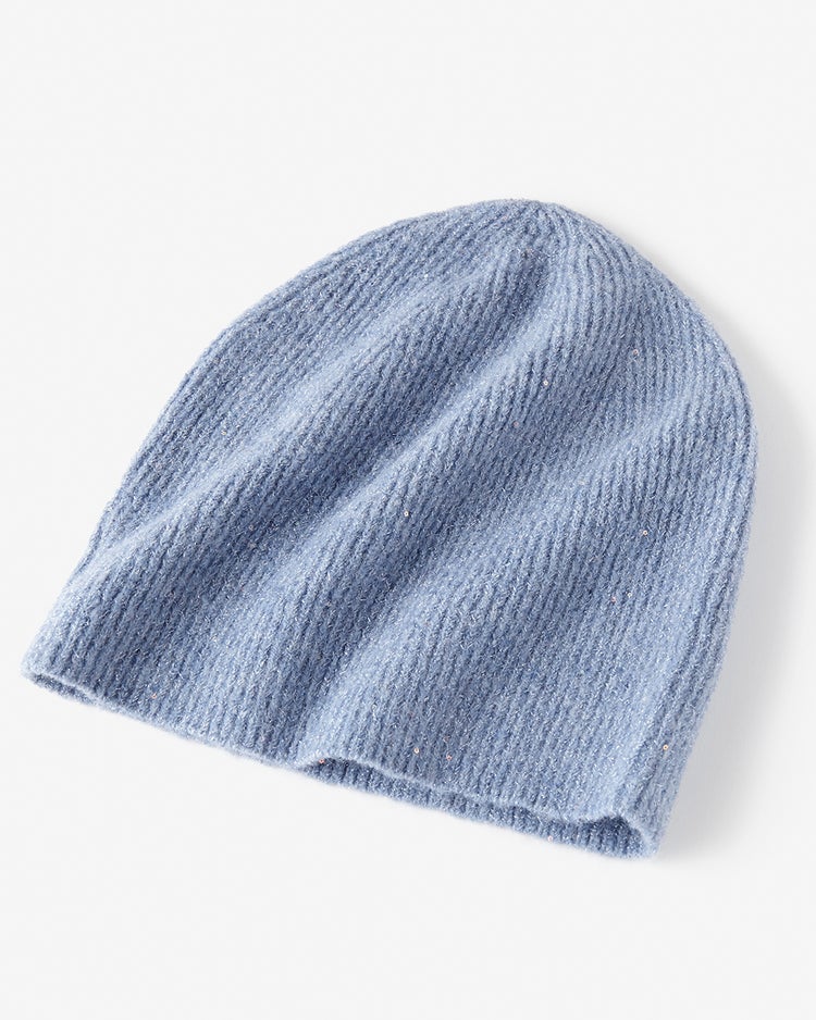 ラメ糸スパンコール・ニットビーニー 詳細画像 サックス 3